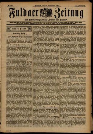 Erste Ausgabe vom Mittwoch, den 24. November 1897.