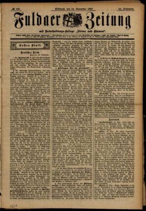 Erste Ausgabe vom Mittwoch, den 24. November 1897.