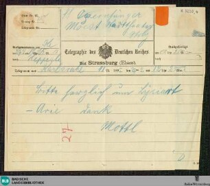 Telegramm von Felix Mottl an Rudolf Moest vom 27.02.1895 - K 3220, 4