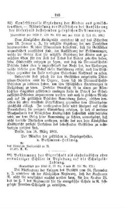 Bestimmung der Eigenschaft als einheimischer oder auswärtiger Schüler in Beziehung auf die Schulgeldzahlung : [IV. Elementarschulwesen]