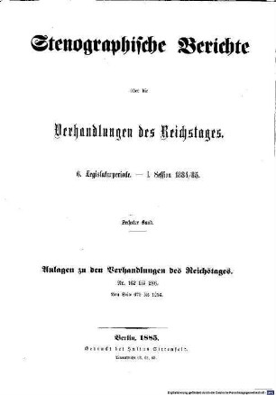 Verhandlungen des Reichstages. Stenographische Berichte. 84. 1884/85