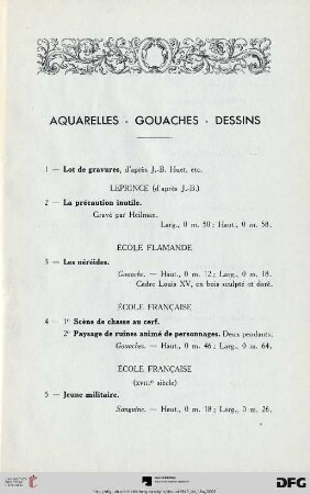 Aquarelles - Gouaches - Dessins (Nr. 1-11)
