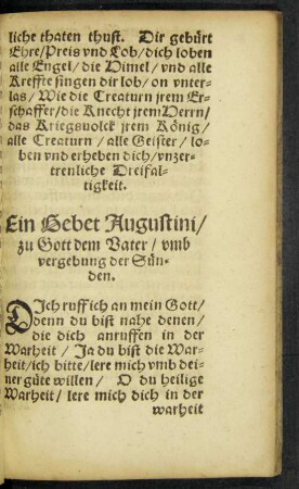 Ein Gebet Augustini/ zu Gott dem Vater/ umb vergebung der Sünden.