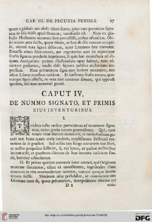 Caput IV: De nummo signato, et primis eius inventoribus