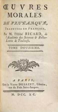 Oeuvres morales de Plutarque, 12