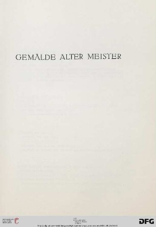 Gemälde Alter Meister (Nr. 1-43)