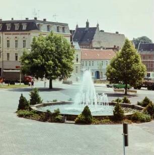 Blick auf den Brunnen am Marktplatz, Anklam