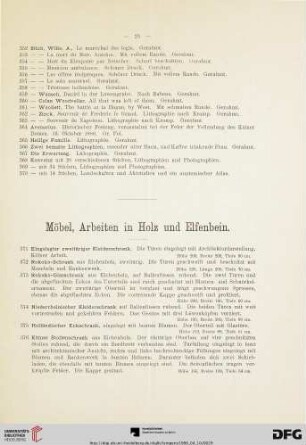 Möbel, Arbeiten in Holz und Elfenbein (Nr. 371-423)