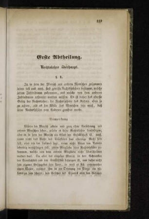 Erste Abtheilung. Rechtslehre überhaupt.