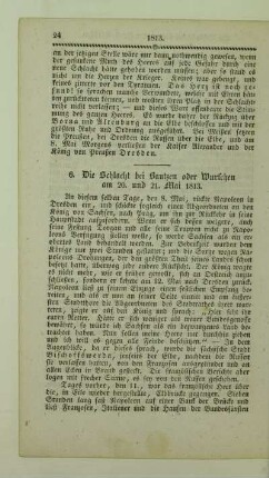 6. Die Schlacht bei Bautzen oder Wurschen am 20. und 21. Mai 1813