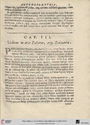 Cap. III.: Utilitas in arte Pictoria, atq. Statuaria