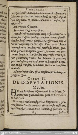 Caput III. De Disputationis Medio