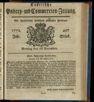 49tes Stueck, Montag den 7ten December 1772