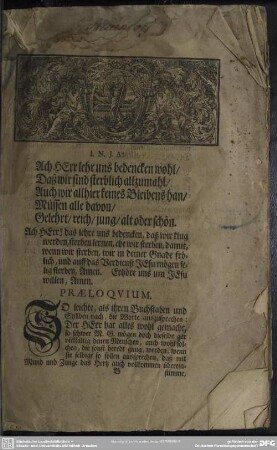 Leichenpredigt : Christliche Trauer- und Gedächtniß-Predigt. Praeloquium, Leichtext, Exordium, Abhandlung