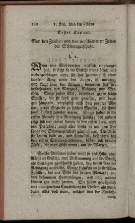 Erstes Kapitel. Von den Zeichen und den verschiedenen Zeiten der Schwangerschaft.