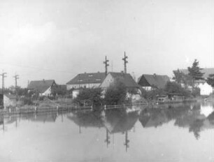 Ortskern bei Hochwasser der Kipper : Türchau (Turoszów (Polen)). Ortskern bei Hochwasser der Kipper
