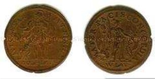 Nürnberger Rechenpfennig mit allegorischer Darstellung von Wolf Lauffer (lateinisch)