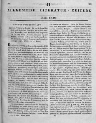 Hesse, C. A.: Die cautio damni infecti, nach römischen Prinzipien und in ihrer heutigen Anwendung und Anwendbarkeit. 2. Aufl. Leipzig: Göthe 1838