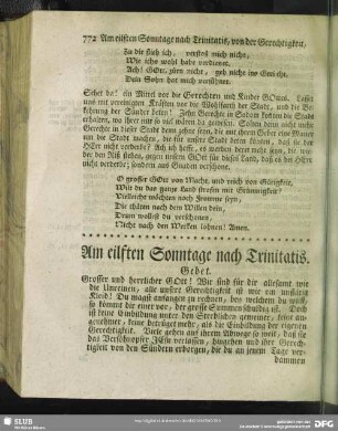 Am eilften Sonntage nach Trinitatis