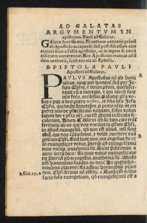 Argumentum In epistolam Pauli ad Galatas.