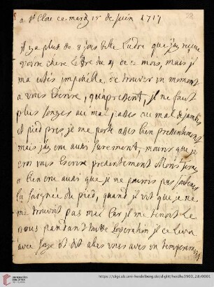 Elisabeth Charlotte (Liselotte) von der Pfalz - Briefe: Brief von Elisabeth Charlotte (Liselotte) von der Pfalz, Herzogin von Orléans, an Madame de Ludres