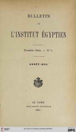 3.Ser. 5: Bulletin de l'Institut Egyptien