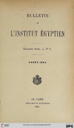 3.Ser. 5: Bulletin de l'Institut Egyptien