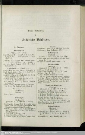 Vierte Abtheilung. Behördenverzeichnis