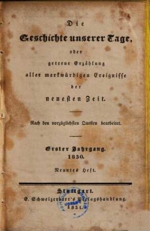 Die Geschichte unserer Tage. 3, Das Jahr 1830. Bd. 3, Heft 9-12