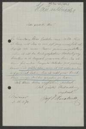 Brief von Carl Haussknecht an Unbekannt