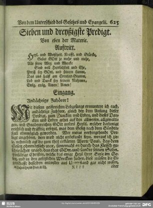 Sieben und dreyßigste Predigt. Von eben der Materie