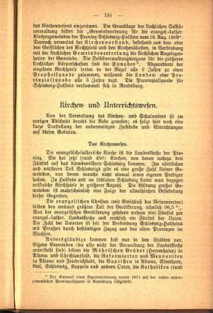 Kirchen- und Unterrichtswesen.
