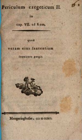 Periculum exegeticum II. in Cap. VII. ad Rom.