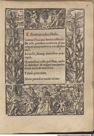 Contenta in hoc libello. Ioannis Piniciani breuis institutio De octo partibus orationis : Cum vulgari interpretatione vocabulorum