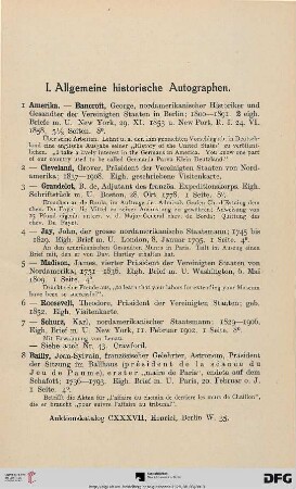 I. Allgemeine historische Autographen (Nr. 1-203)