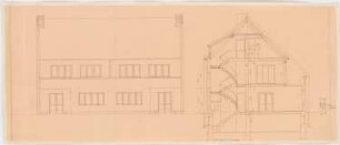 GAGFAH-Siedlung im Fischtalgrund, Berlin-Zehlendorf: Haus 9, Gartenansicht und Schnitt 1:50 (von Inv.Nr. 3804)