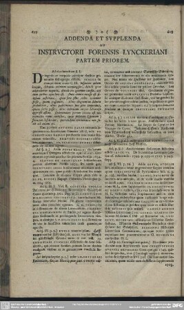 Addenda Et Supplenda Ad Instructorii Forensis Lynckeriani