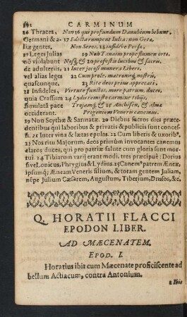 Q. Horatii Flacci Epodon Liber.