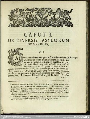 Caput I. De Diversis Asylorum Generibus