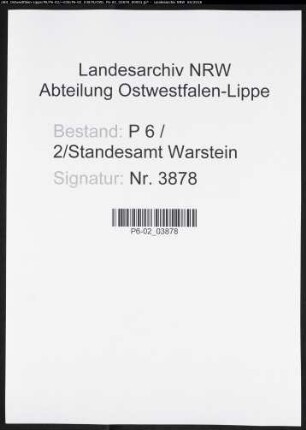 Sterberegister Standesamt Warstein
