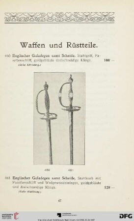 Waffen und Rüstteile (Nr. 460-479)