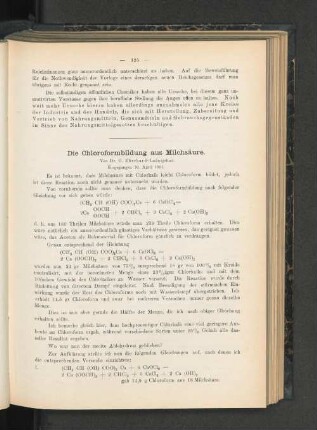 Die Chloroformbildung aus Milchsäure.
