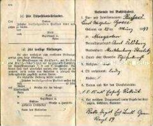 Militärpass des Füsiliers Richard Grese