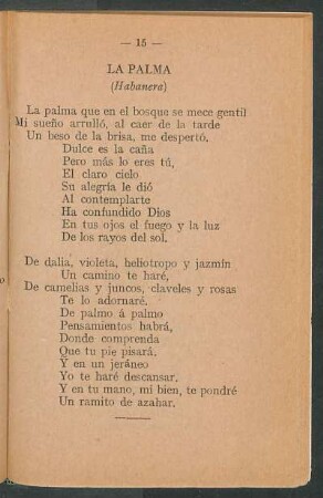 La palma : (Habanera)
