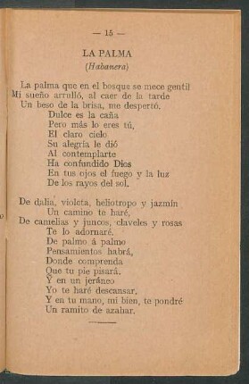 La palma : (Habanera)