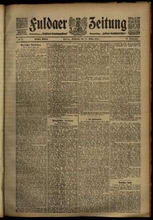 Erste Ausgabe vom Mittwoch, den 27. März 1912.