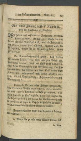 Ein und Zwanzigstes Kapitel. Von der Zurichtung der Bausteine