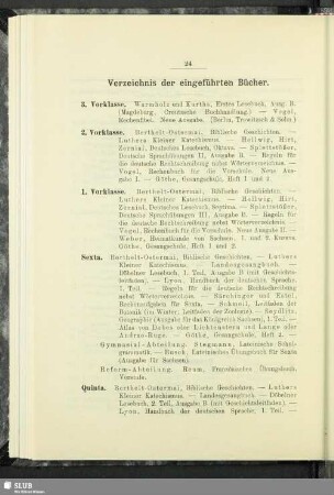 Verzeichnis der eingeführten Bücher