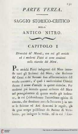 Parte Terza: Sagggio storico-critico dell´ antico nitro