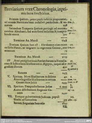Breviarium verae Chronologiae, inprimis sacrae sive Biblicae